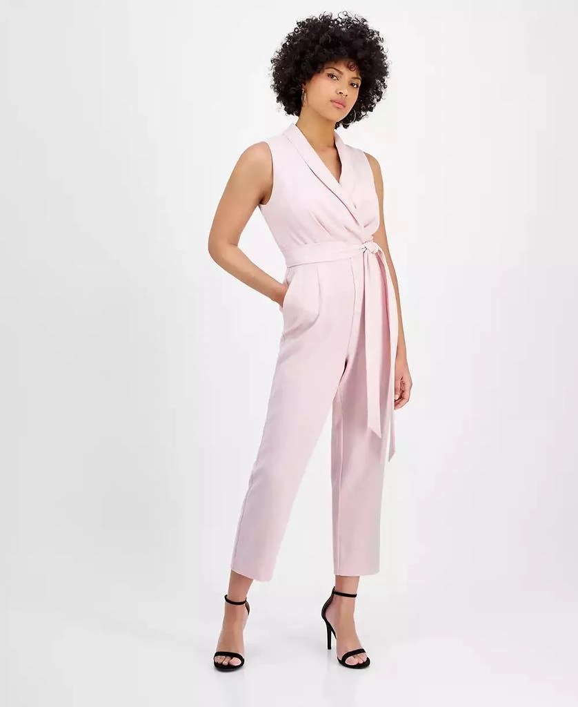 Bar III Women's Shawl-Collar Belted Straight-Leg Jumpsuit, Exclusively at Macy's 1