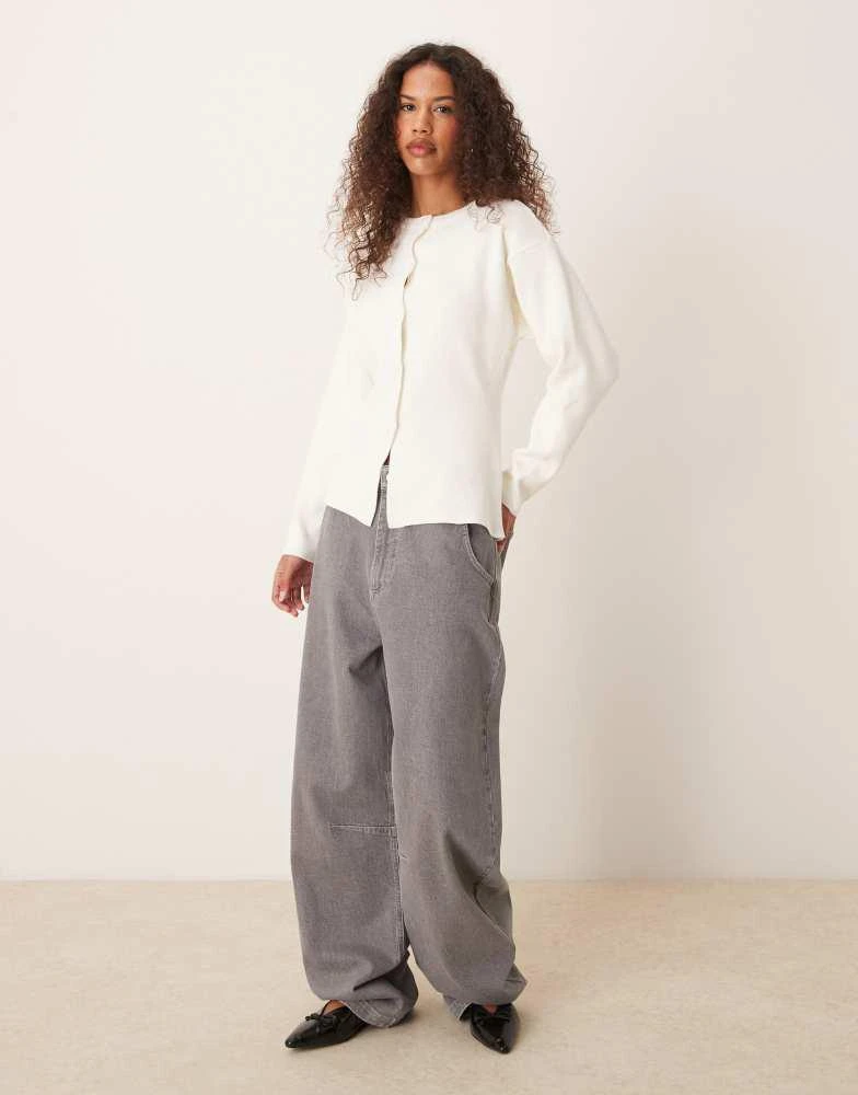 ASOS ASOS DESIGN knitted structured crew neck cardigan in cream 2
