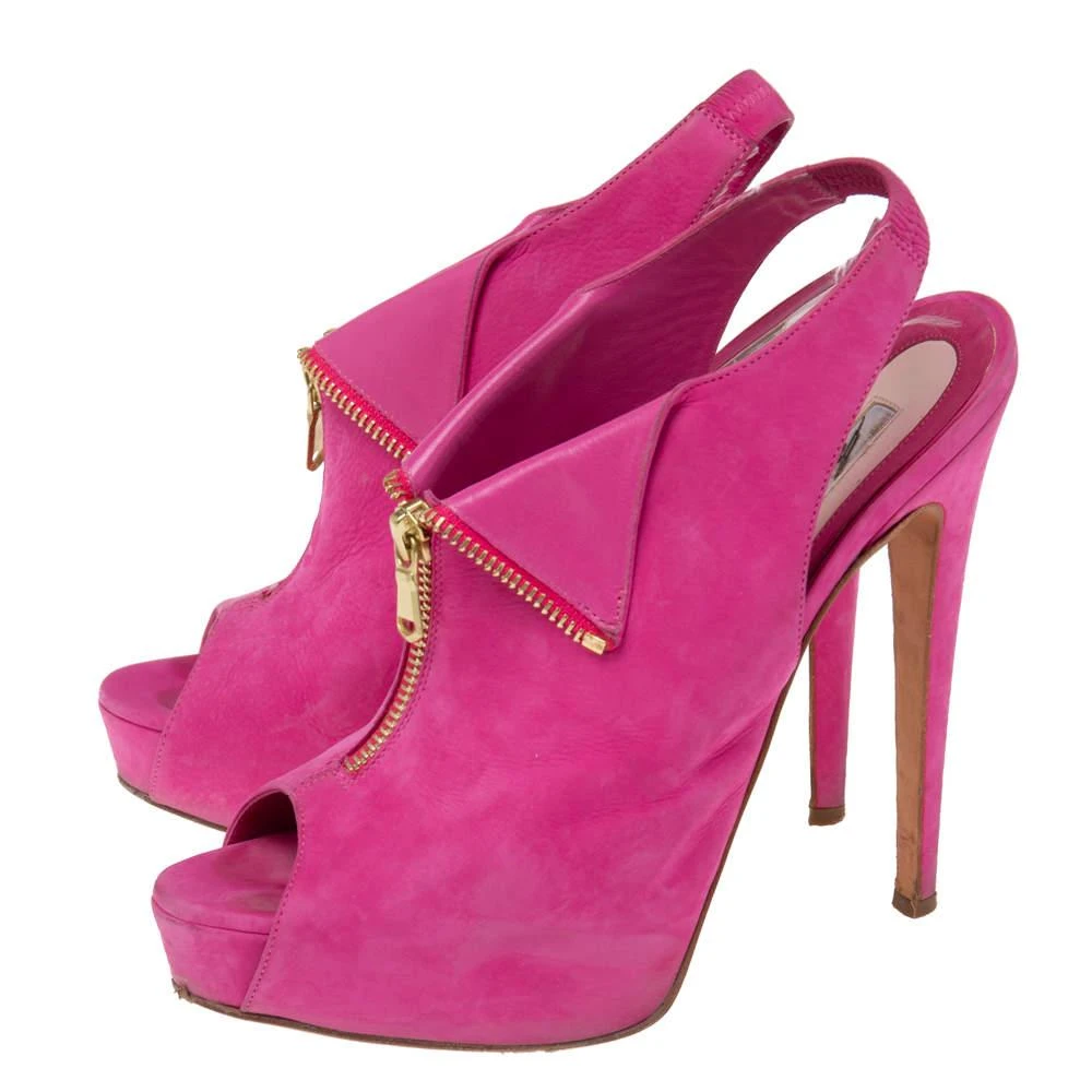 Brian Atwood Brian Atwood Pink Nubuck Leather  Peep Toe Slingback Platform Sandals Size 38 4