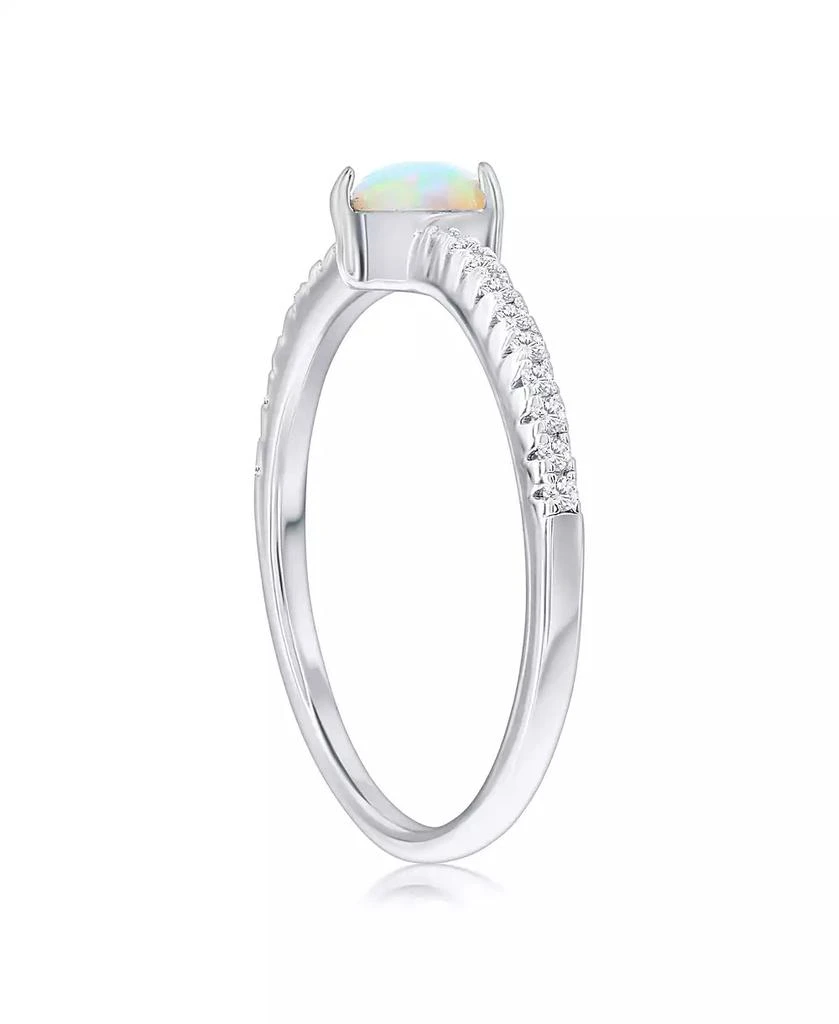 Simona Sterling Silver, White Synthetic  Opal Heart 
CZ Ring 2