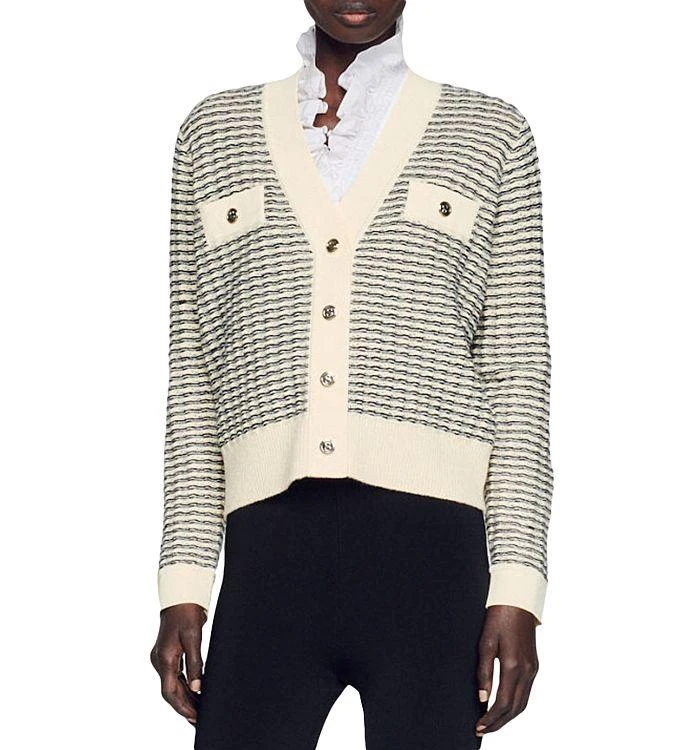 Sandro Octobre Striped Cardigan 1