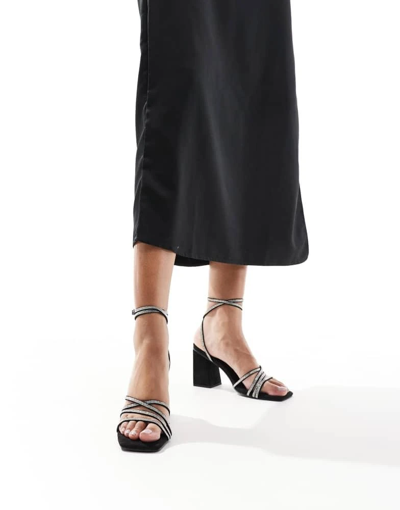 London Rebel London Rebel Audrey embellished strappy heeled sandal in black 4