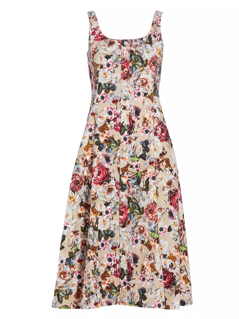 Adam Lippes Button-Front Floral Dress