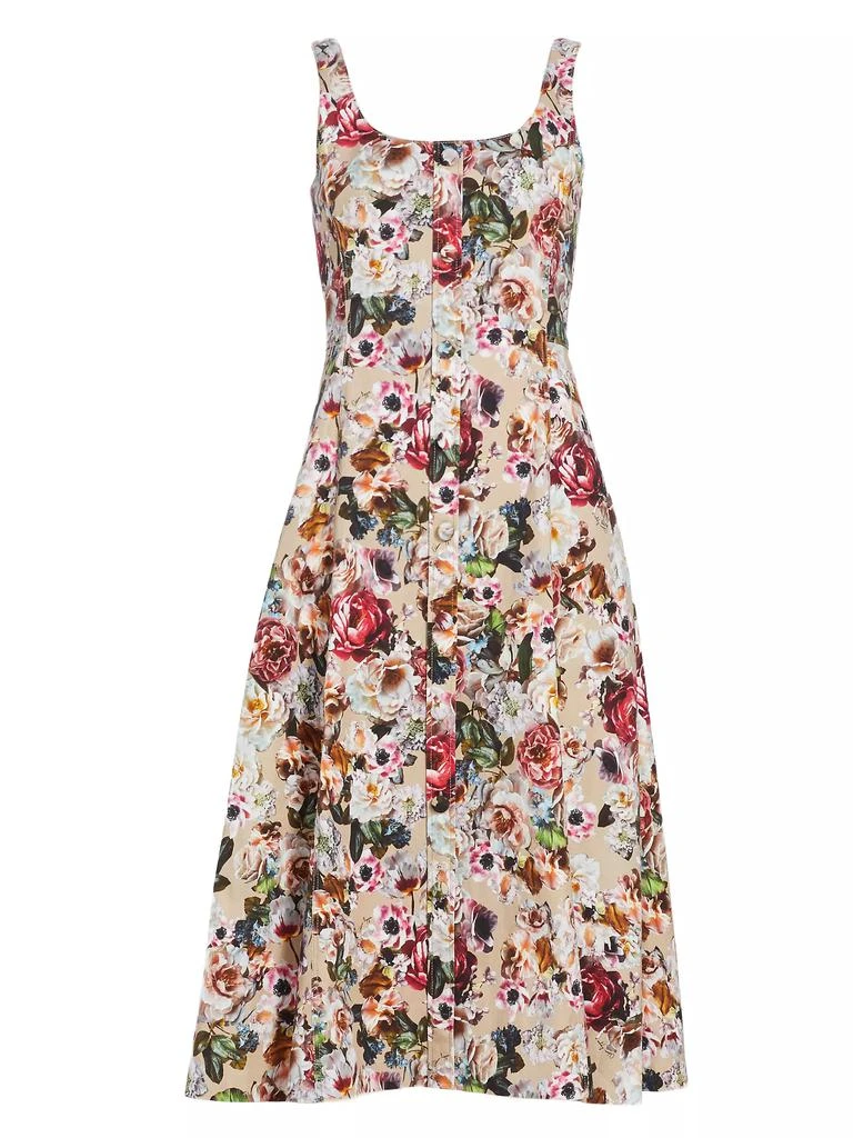 Adam Lippes Button-Front Floral Dress 1