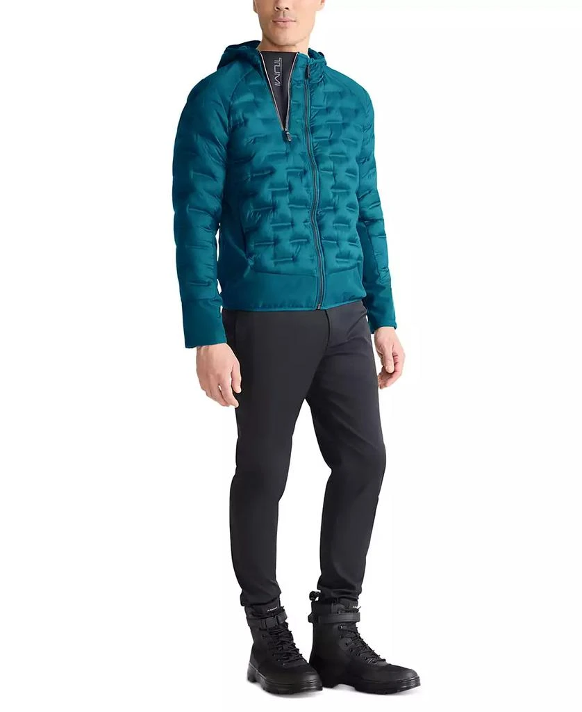 Tumi Men's Quilted Mixed-Media Full-Zip Hooded Jacket 3
