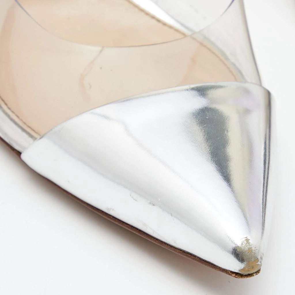 Gianvito Rossi Gianvito Rossi Silver Leather and PVC Slingback Pumps Size 40 8