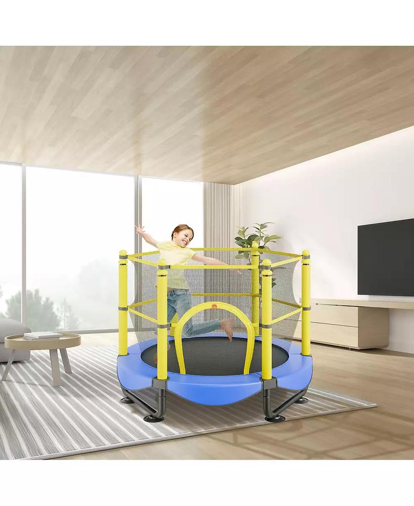 SUGIFT 5FT Kids Trampoline with Safety Net and Basketball Hoop