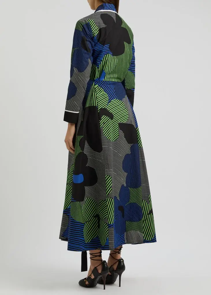 LOVEBIRDS Printed cotton-poplin midi wrap dress 3