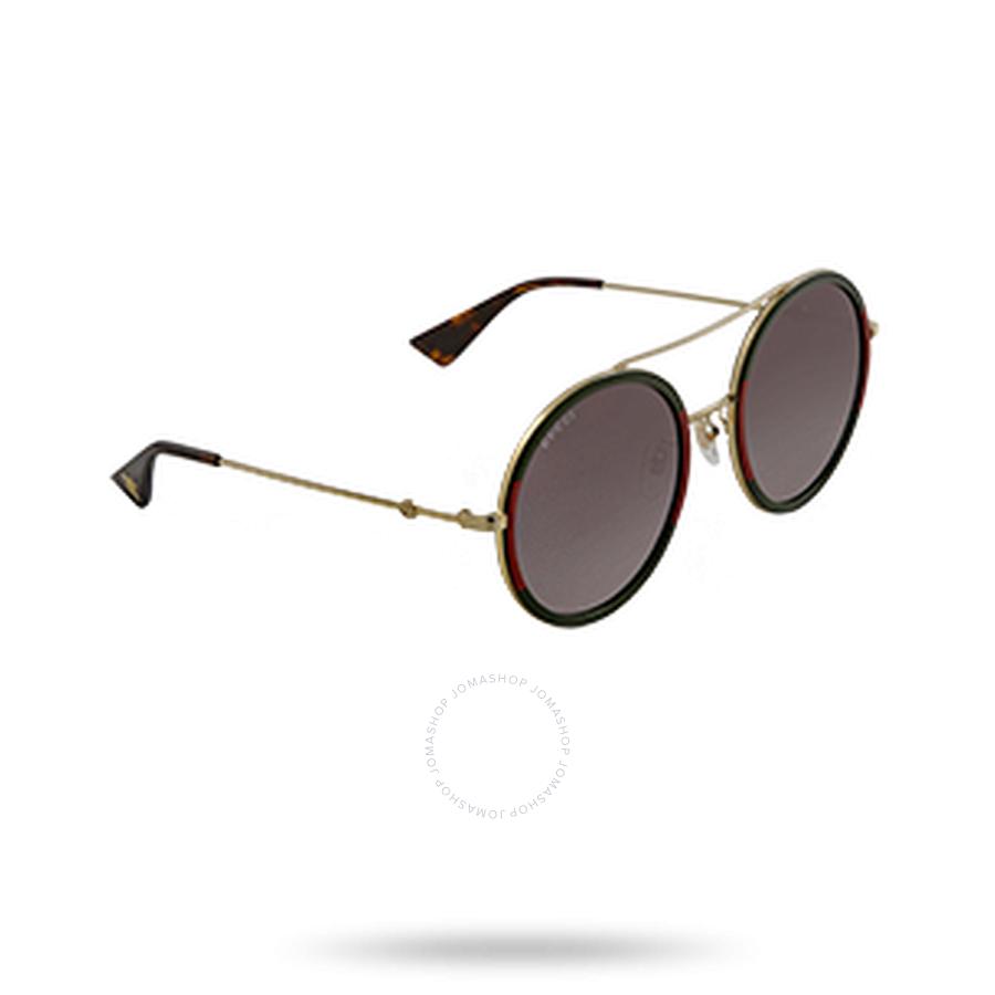 Gucci Green Gradient Round Ladies Sunglasses GG0061S 003 56