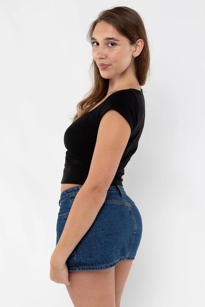 Los Angeles Apparel 43023 - Baby Rib Square Neck Cap Sleeve Tee 5