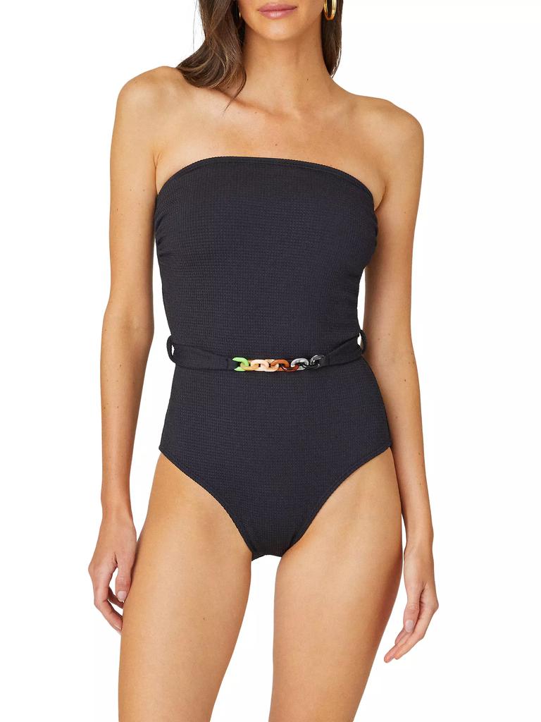 Shoshanna Belted Strapless One-Piece Swimsuit