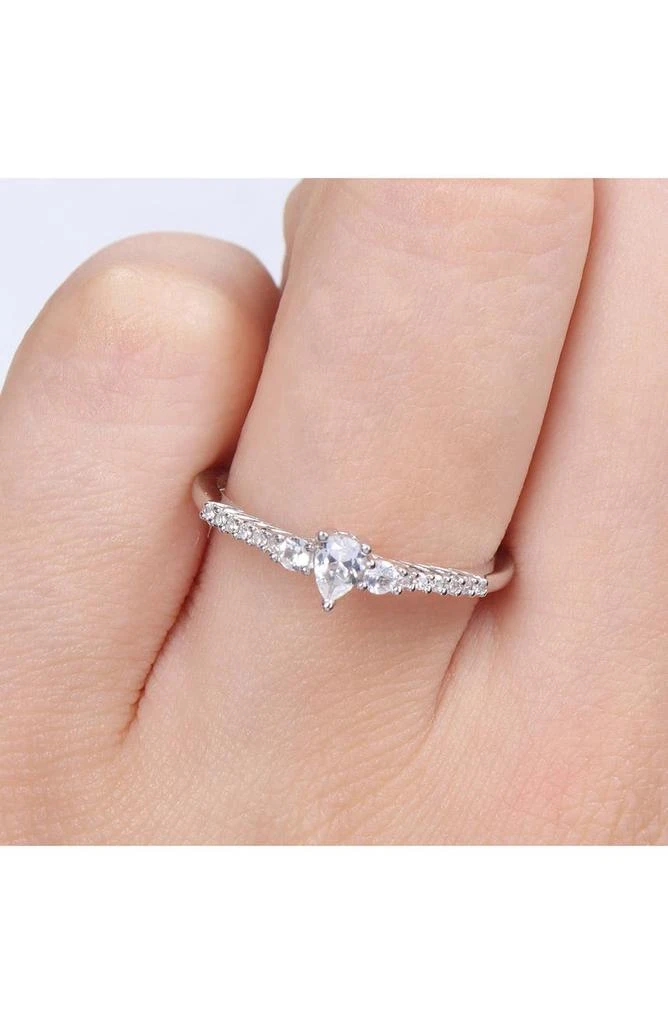 DELMAR Sterling Silver Pear Shaped Created White Sapphire Diamond Ring - 0.05 ctw. 3