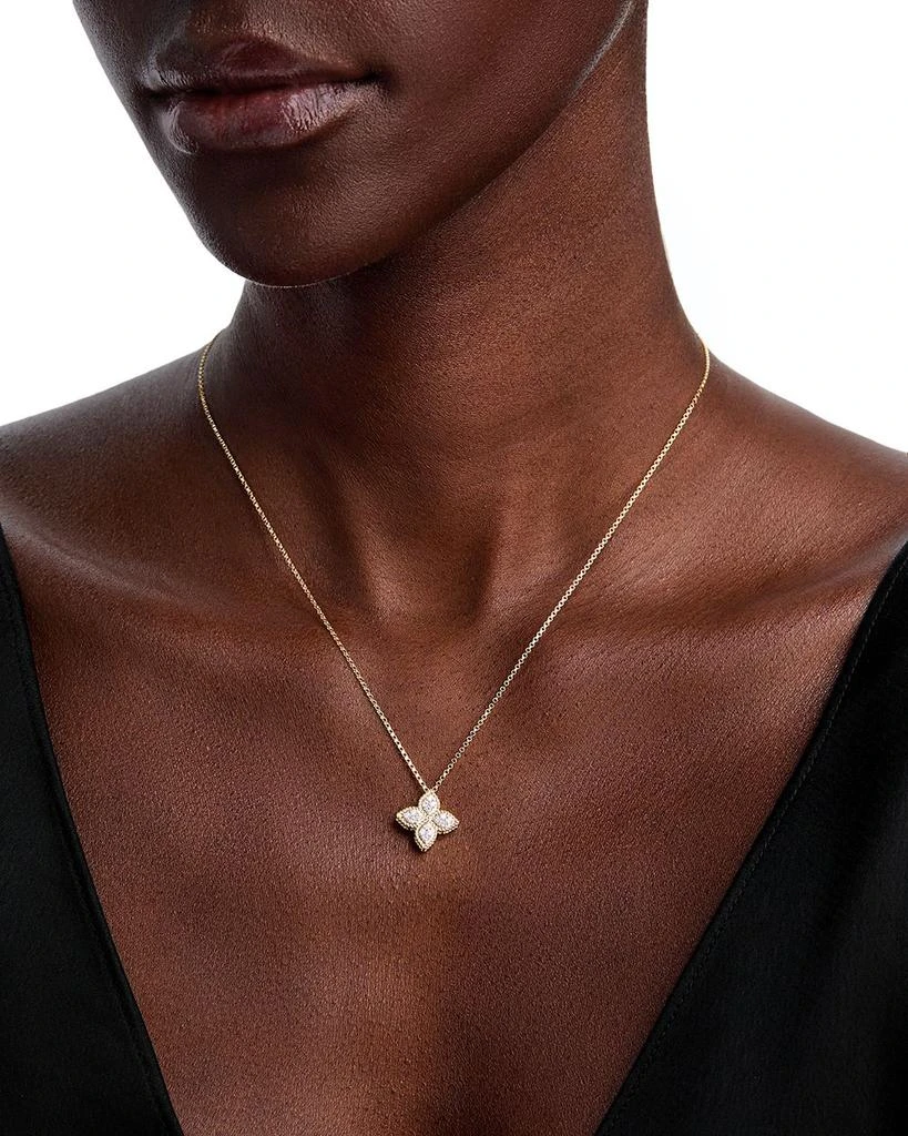 Roberto Coin 18K White 
Yellow Gold Princess Flower Diamond Pendant Necklace, 16-18" 2