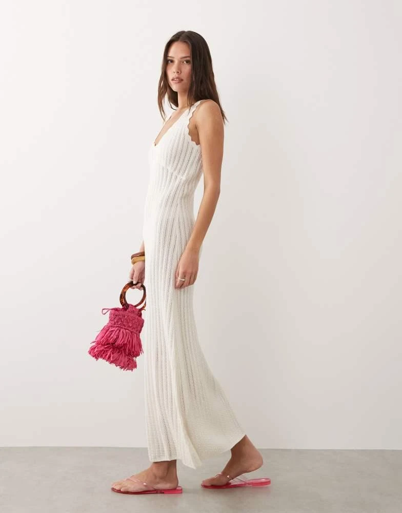 slim fit dress slacks ELLIATT Emelia Floral Appliqué Pleated Georgette Halter Maxi Dress In Ivory main image 1
