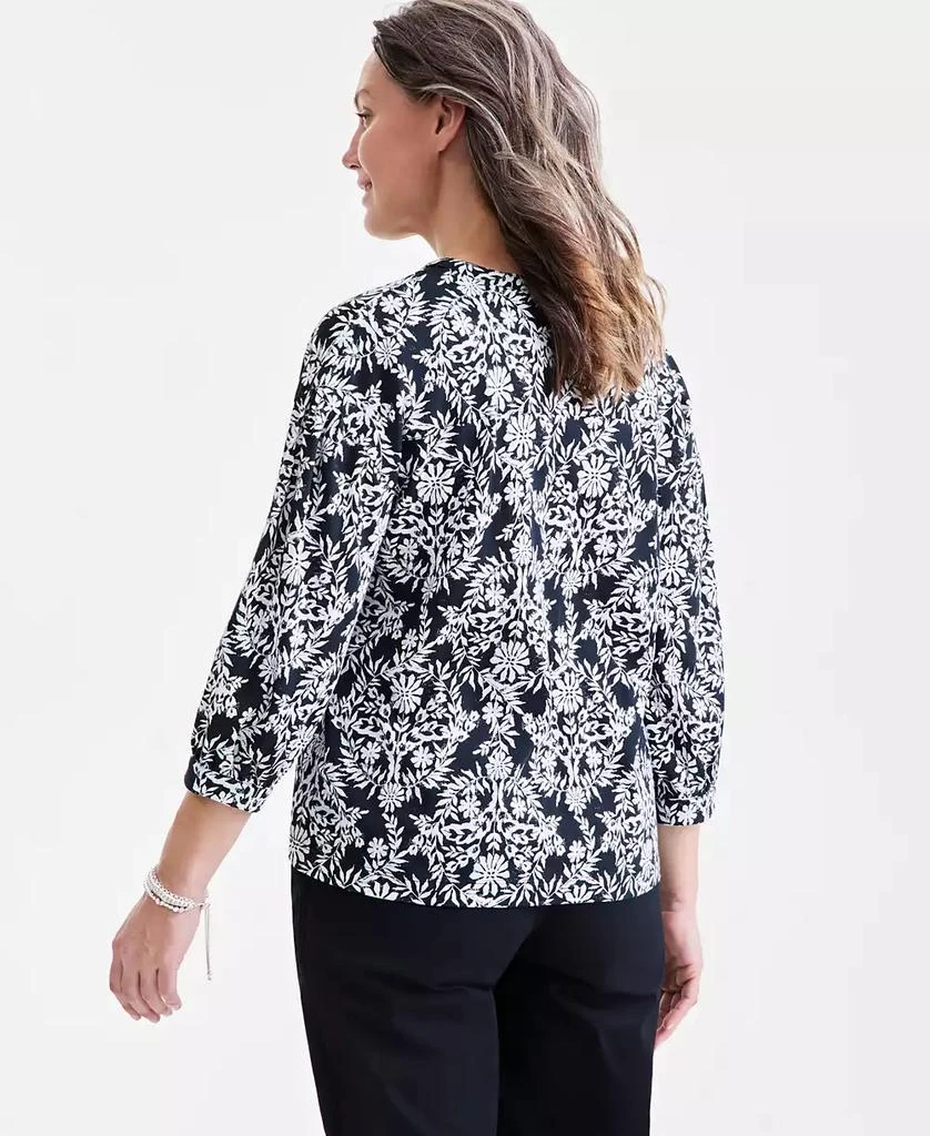 Style & Co Petite Floral Medallion 3/4-Sleeve Top, Exclusively at Macy's 2