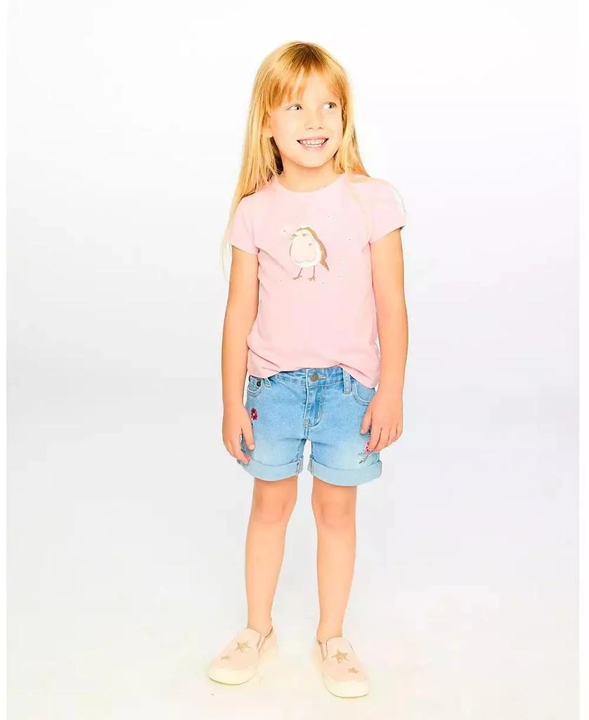 Deux par Deux Big Girls Light Blue Denim Shorts with Embroidery 2