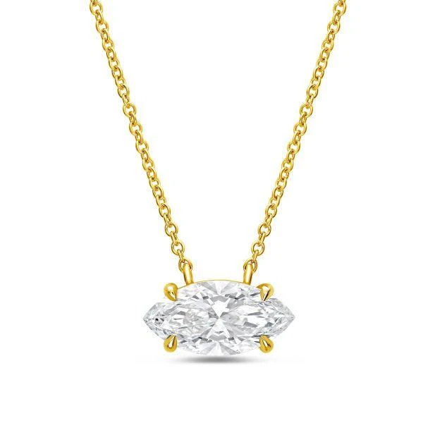 Diana M Jewels 14kt yellow gold lab grown marquise east west diamond pendant weighing 6.00 ct in a prong setting
