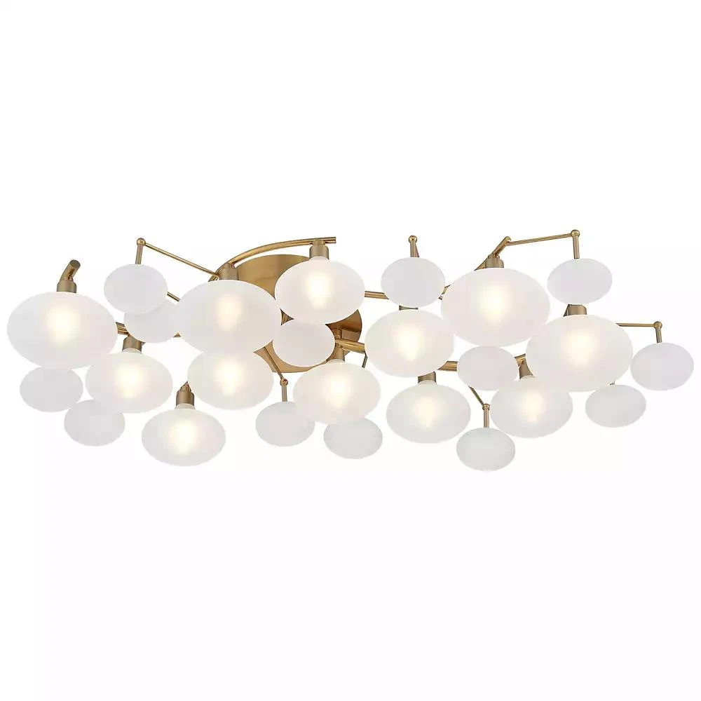 Possini Euro Design Warm Brass 12-Light Frosted Glass Shade 30.25" Wide Modern Fixture Ceiling Light Semi Flush Mount 9