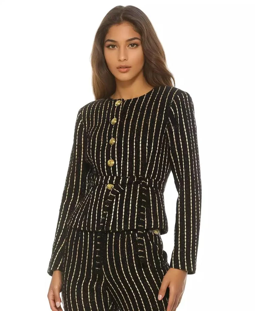 ALEXIA ADMOR Women
s Arjun Tweed Long Sleeve Scoop Neck Sweater Jacket 2