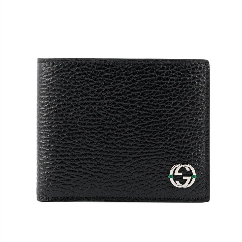 Gucci Gucci Black and Green Bifold Wallet Men Dollar Calf Leather Mod. 610464 CAO2N 1080 1