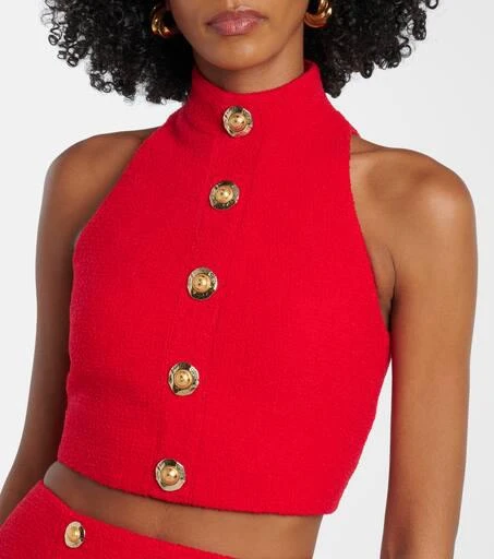 Balmain Halterneck wool-blend crêpe top 4
