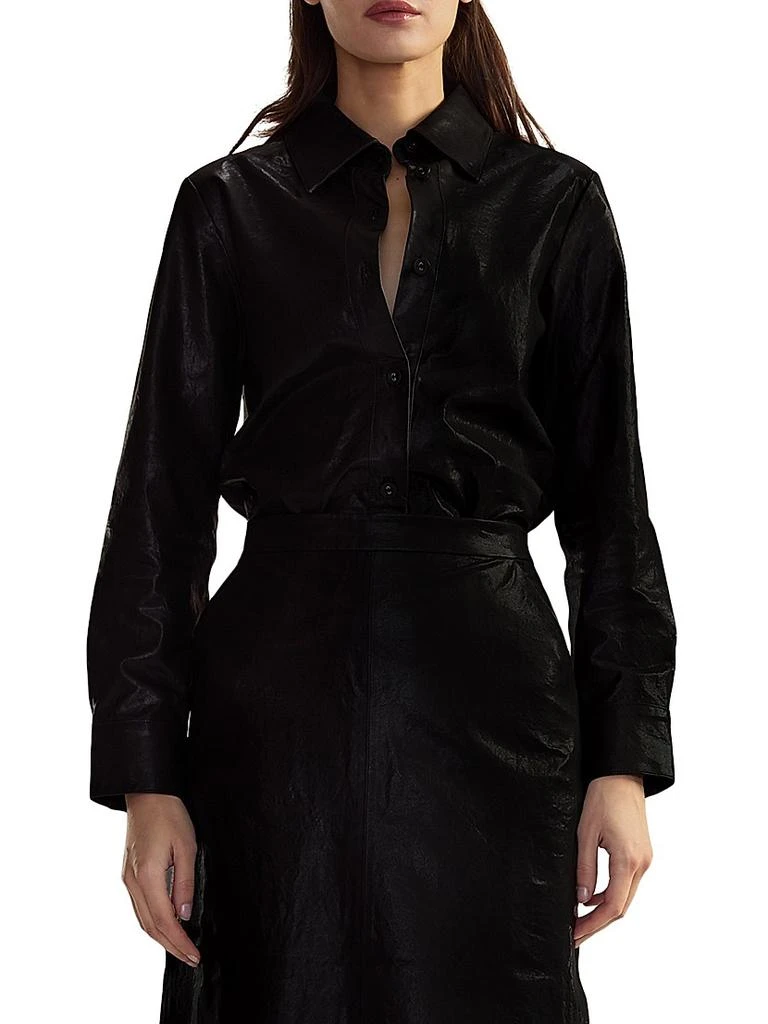 Cynthia Rowley Leather Button-Front Shirt 1