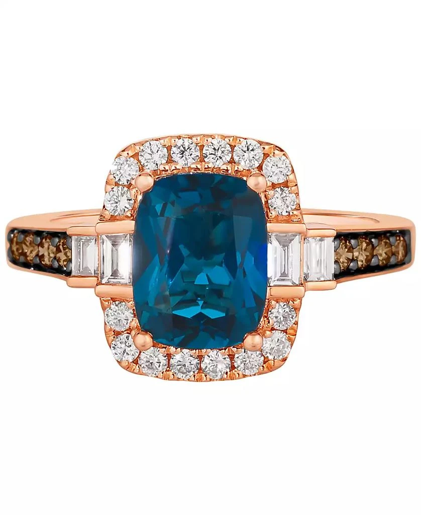 Le Vian Chocolatier® Deep Sea Blue Topaz (2-1/4 ct. t.w.) & Diamond (1/2 ct. t.w.) Halo Ring in 14k Rose Gold 2