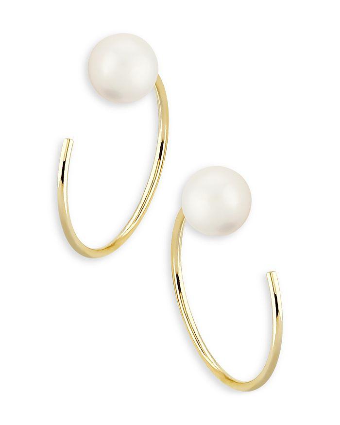 Moon & Meadow 14K Yellow Gold Cultured Freshwater Pearl Hoop Earrings