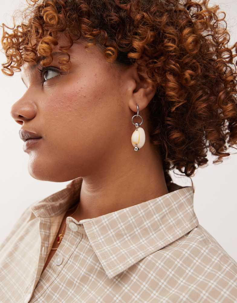 Weekday Weekday mismatched shell earrings in silver