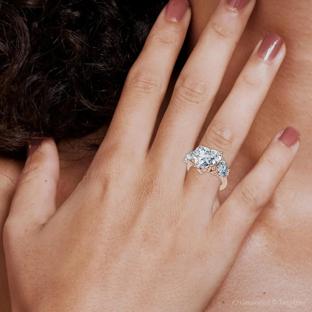 Pompeii3 Certified 5Ct Heart Shape Diamond Engagement Ring 14k Gold or Platinum Lab Grown 3