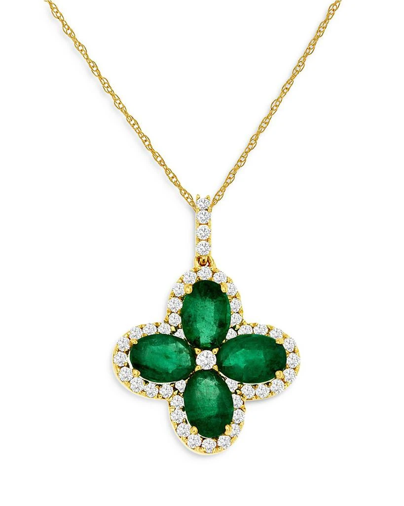 Bloomingdale's Emerald & Diamond Clover Pendant Necklace in 14K Yellow Gold, 18" 1