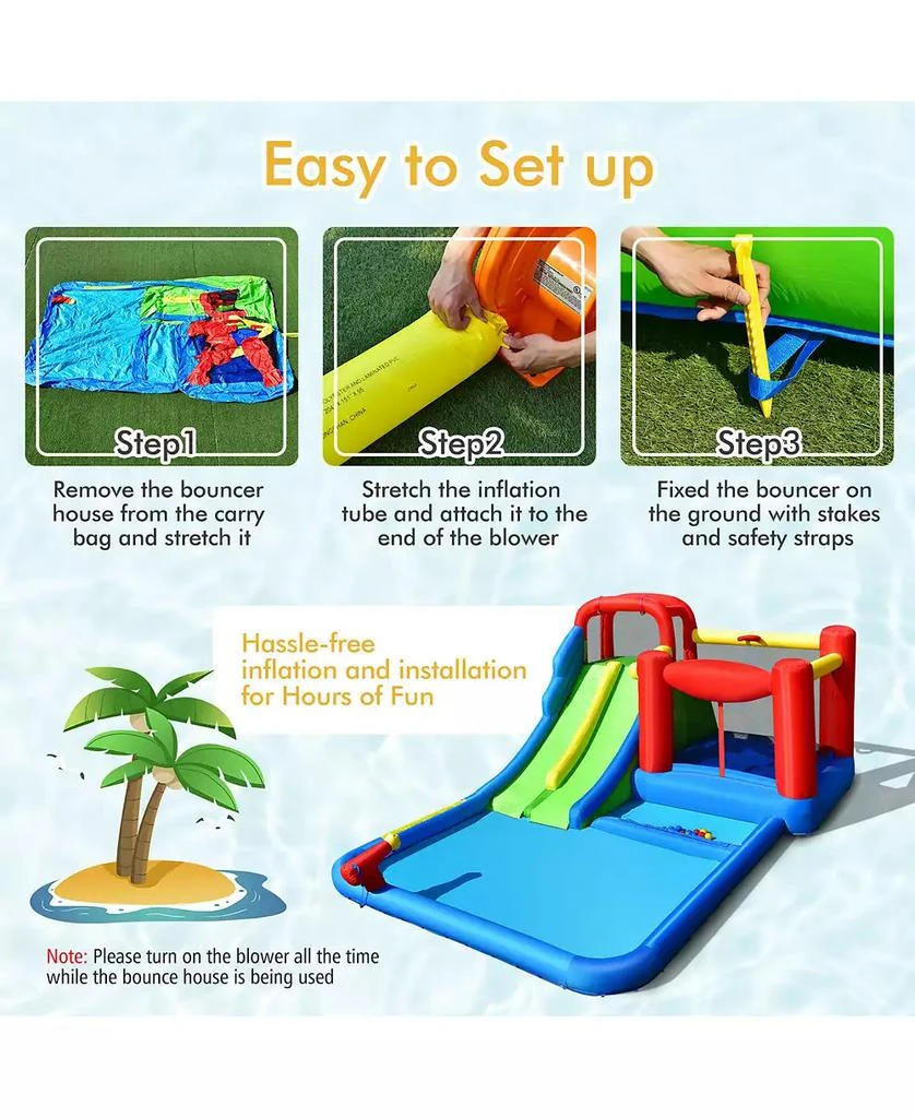 SKONYON Inflatable Water Slide with Ocean Balls for Kids without Blower 10