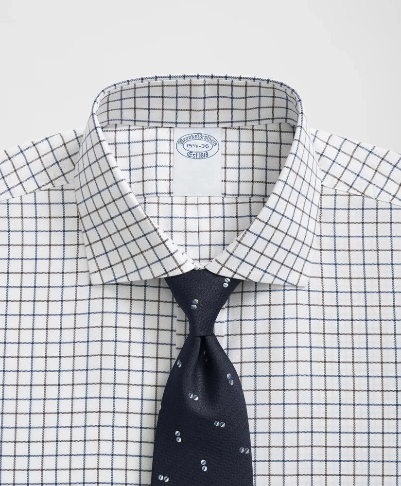 Brooks Brothers Stretch Supima® Cotton Non-Iron English Spread Collar, Alternating Windowpane Dress Shirt 3