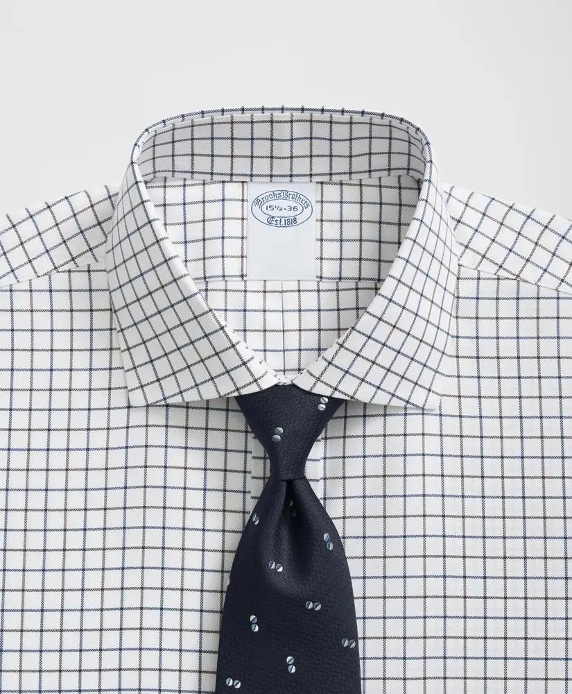 Brooks Brothers Stretch Supima® Cotton Non-Iron English Spread Collar, Alternating Windowpane Dress Shirt 2