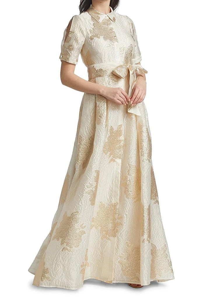 Teri Jon Brocade Organza Tie Waist Gown 2