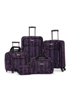 Tourister Five Piece Spinner Luggage Set Purple Snake