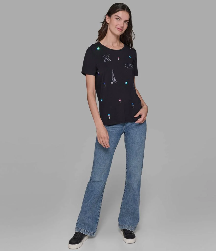 Karl Lagerfeld Paris MULTI COLOR EMBELLISHED TEE 4