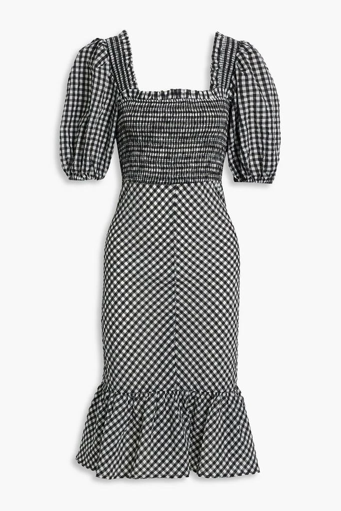 GANNI Smocked gingham seersucker dress 1