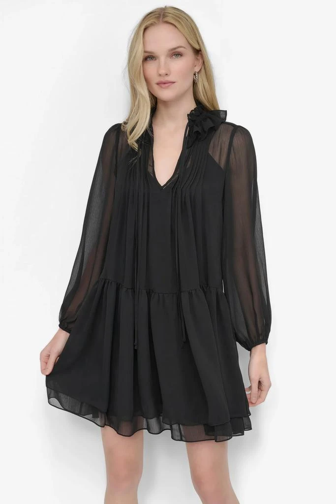 DKNY LONG SLEEVE CHIFFON MINI DRESS 7