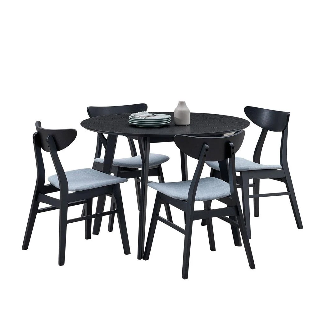Streamdale Furniture Streamdale Black Round Kitchen Table 
4 Fabric Chairs 5
