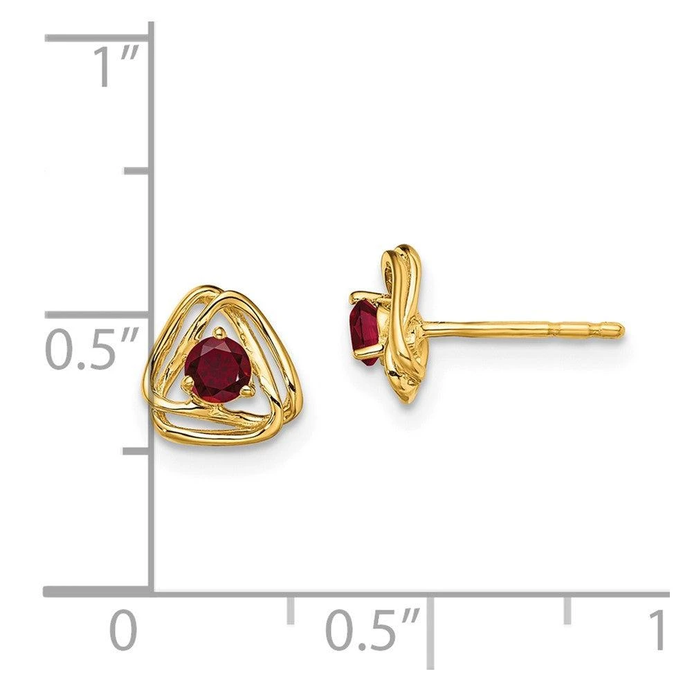 Diamond2Deal 14k Yellow Gold Created Ruby Stud Earrings 2
