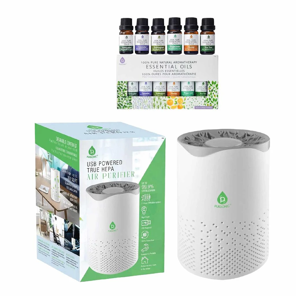 PURSONIC Pursonic Air Purifier with 6-Pack Premium Essential Oils Collection 3