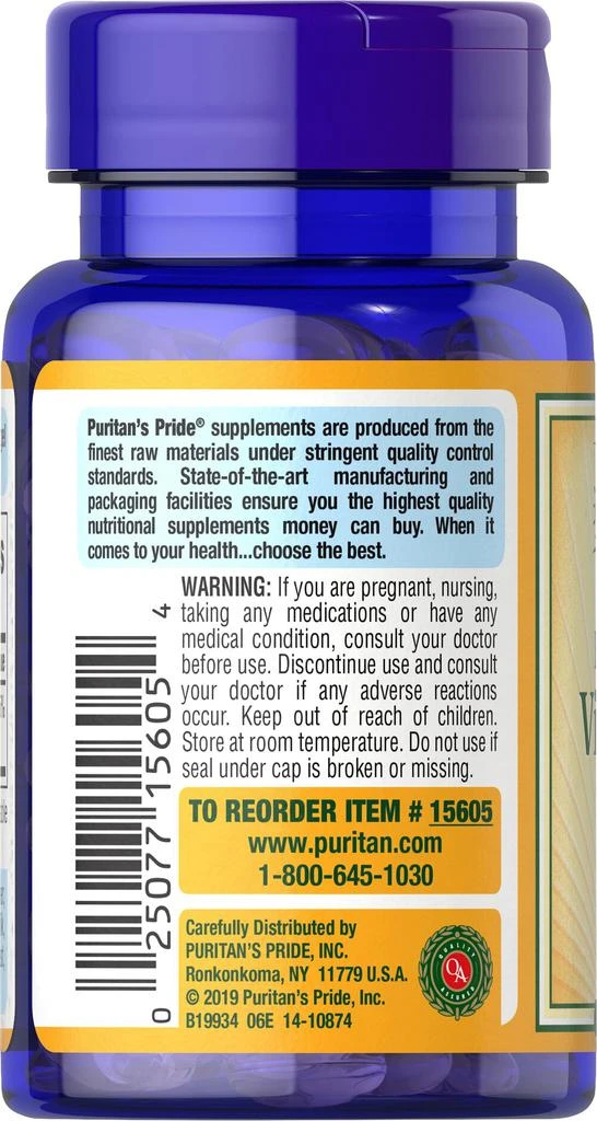 Puritan's Pride Vitamin D3 25 mcg (1000 IU) 100 softgels 5