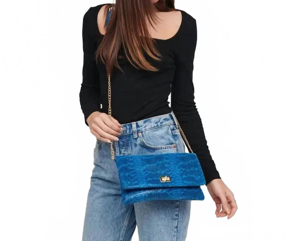 Urban Expressions Rykard Snake Clutch Crossbody Bag In Blue 3