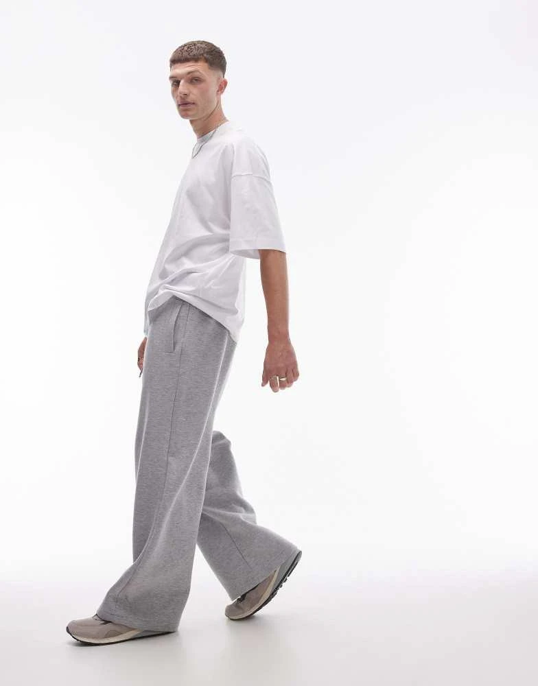 Topman Topman baggy leg jogger in grey marl 4