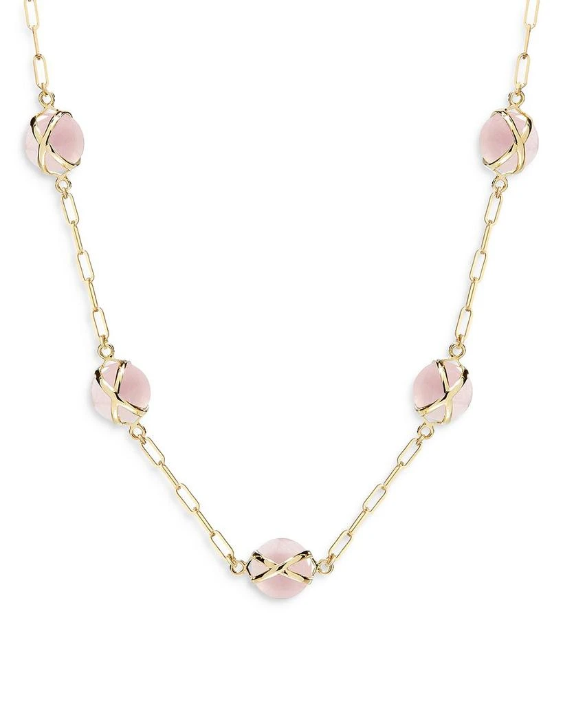 L. Klein 18K Yellow Gold Prisma Rose Quartz Paperclip Link Collar Necklace, 16-18" 1