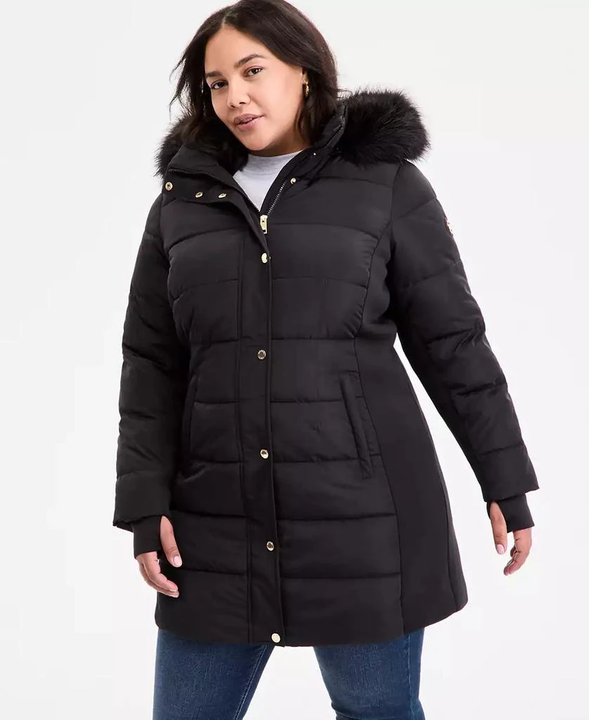 With Fur Trim Black Plus Size Puffer Coat Michael Kors Plus Size