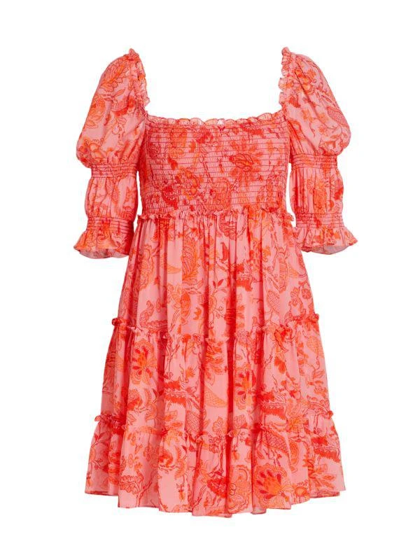 Cinq à Sept Jacky Puff-Sleeve Smocked Minidress 6