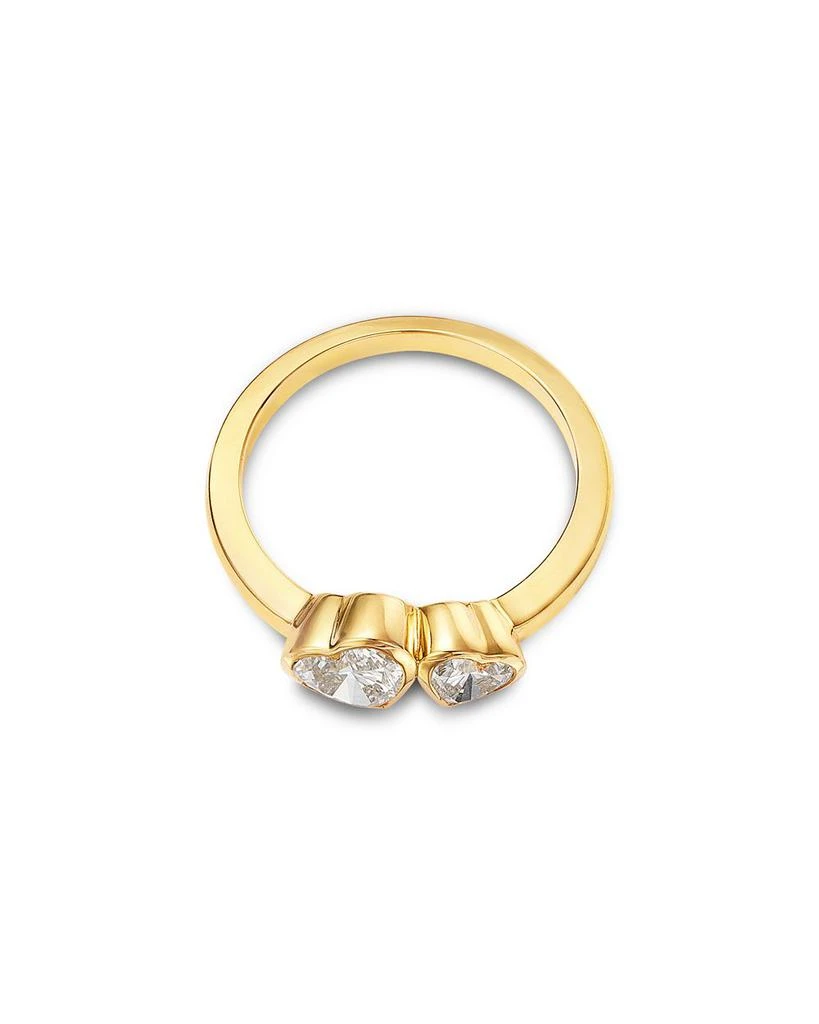Moon & Meadow Double Heart Bezel Set Lab Grown Diamond Ring in 14K Yellow Gold, 1 ct. t.w. 3