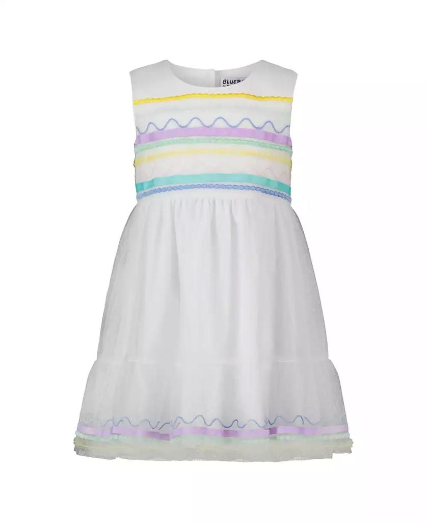 Blueberi Boulevard Toddler and Little Girls Multicolor Embroidered Tulle Dress